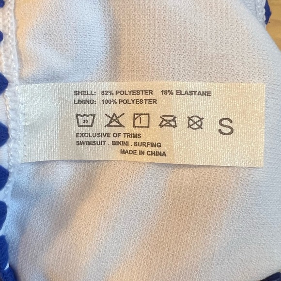 NWOT Bikinx Blue White Paisley Print Crochet Trim Strappy Bikini Bottoms Swim - Picture 7 of 7